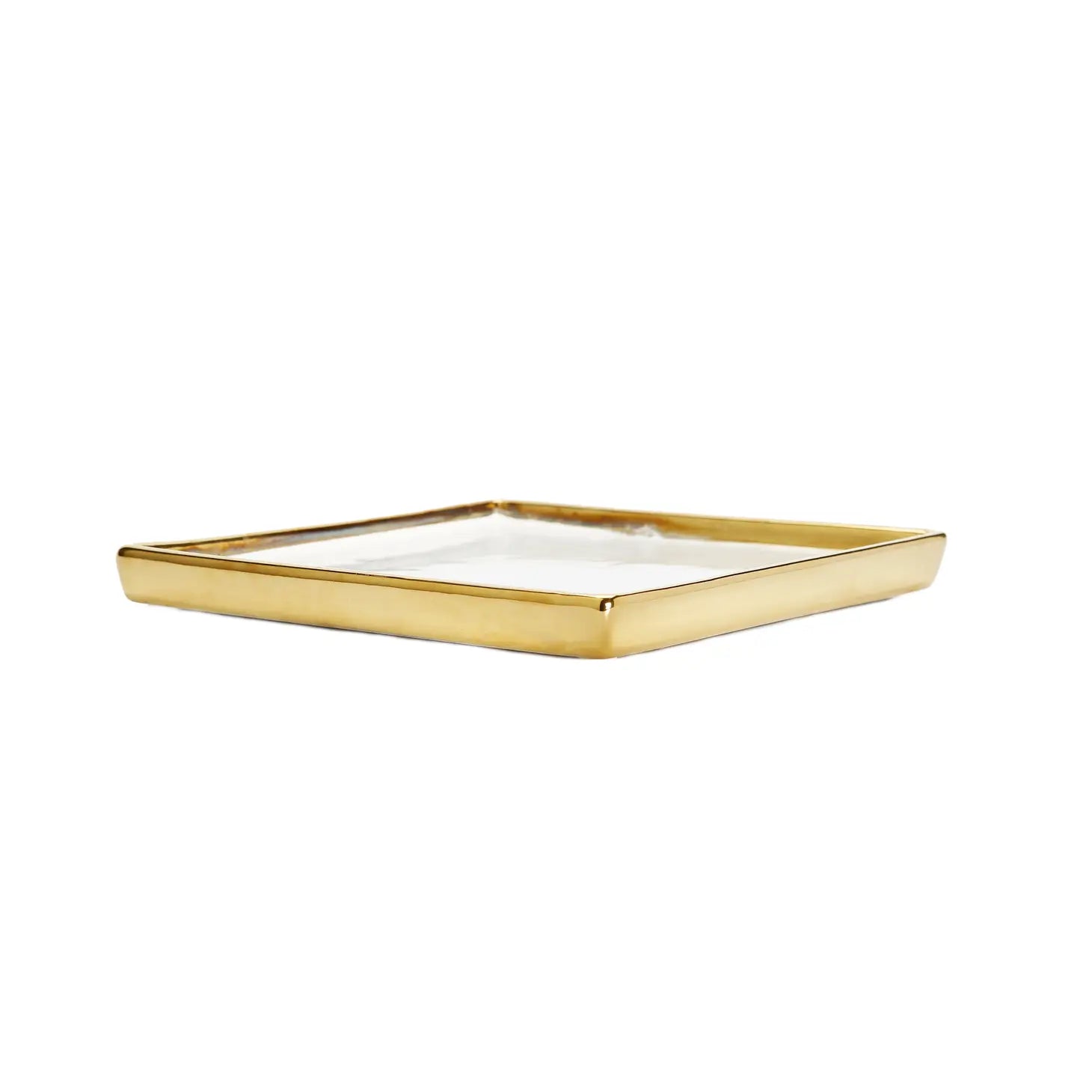 Gold Edged White Square Tray Decorative Trays High Class Touch - Home Decor 