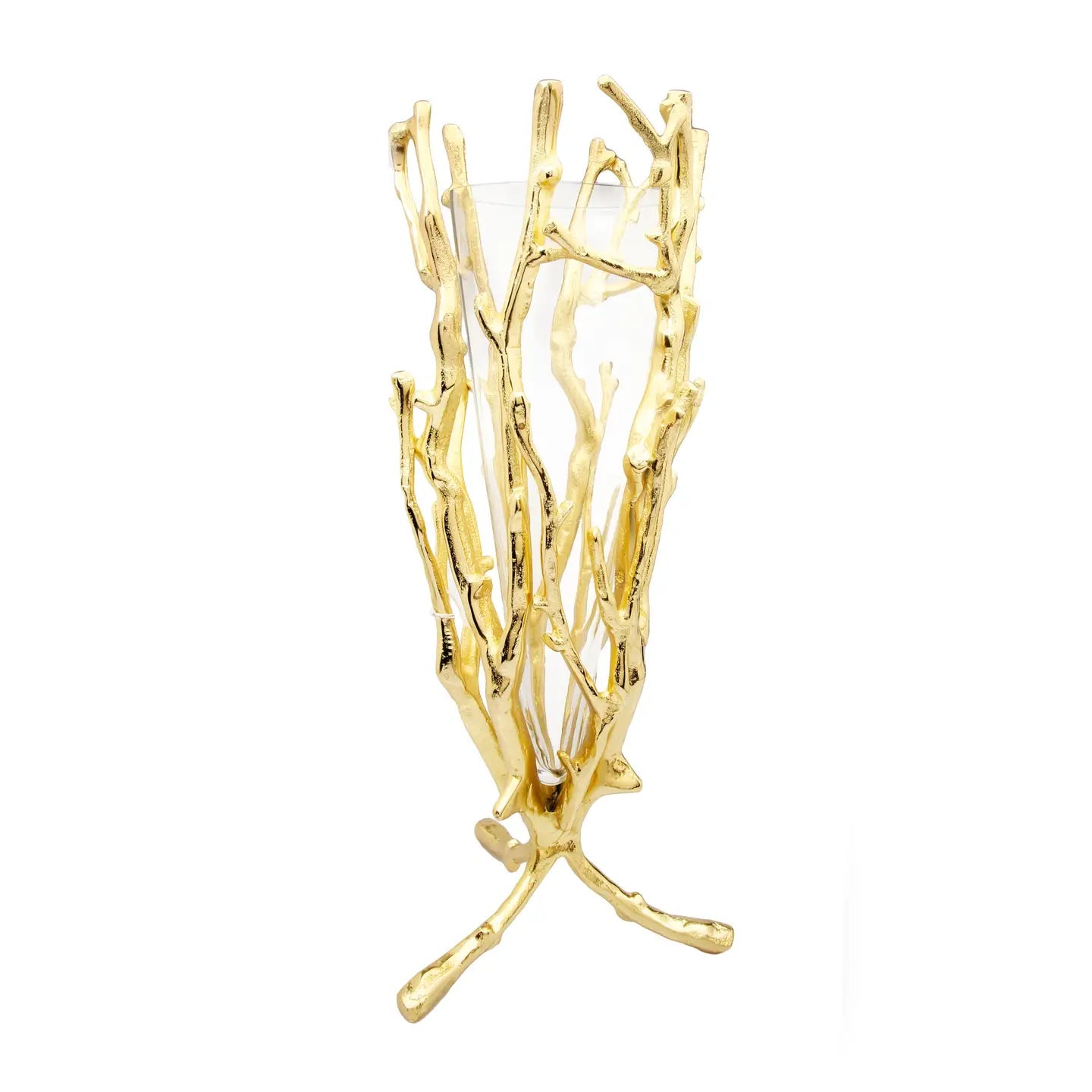 Gold Floral Vase with Removable Glass Insert Vases High Class Touch - Home Decor