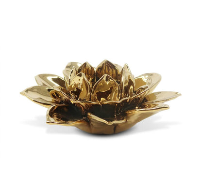 Gold Flower Shaped Tealight Holder Candle Holders High Class Touch - Home Decor 