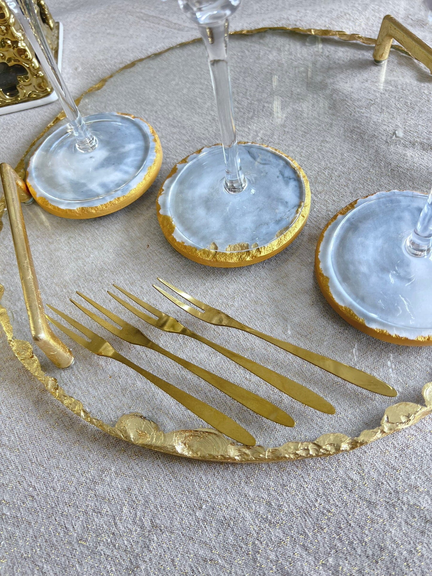 Gold Fruit & Appetizer forks Set Cutlery High Class Touch - Home Decor