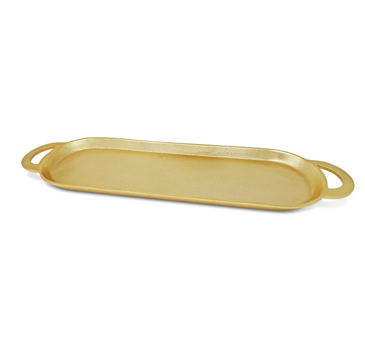 Gold Oblong Serving Tray with Flat Handles Serving Trays High Class Touch - Home Decor
