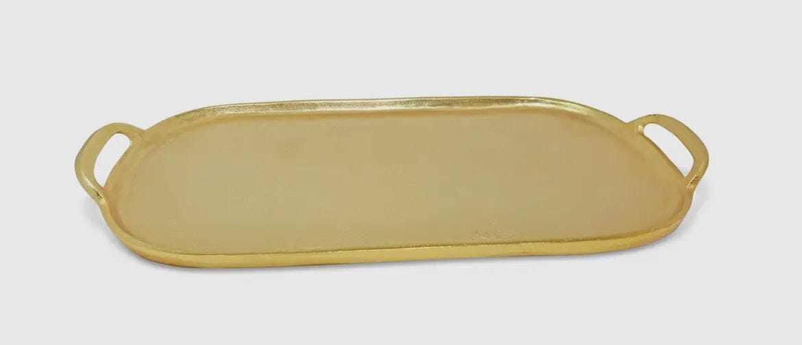 Gold Oval Serving Tray with Handles Serving Trays High Class Touch - Home Decor