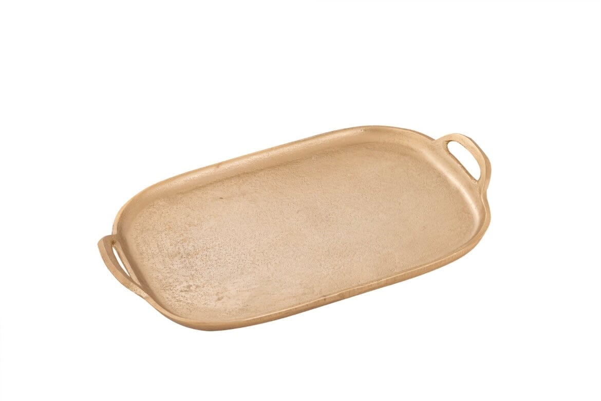 Gold Oval Serving Tray with Handles Serving Trays High Class Touch - Home Decor Medium