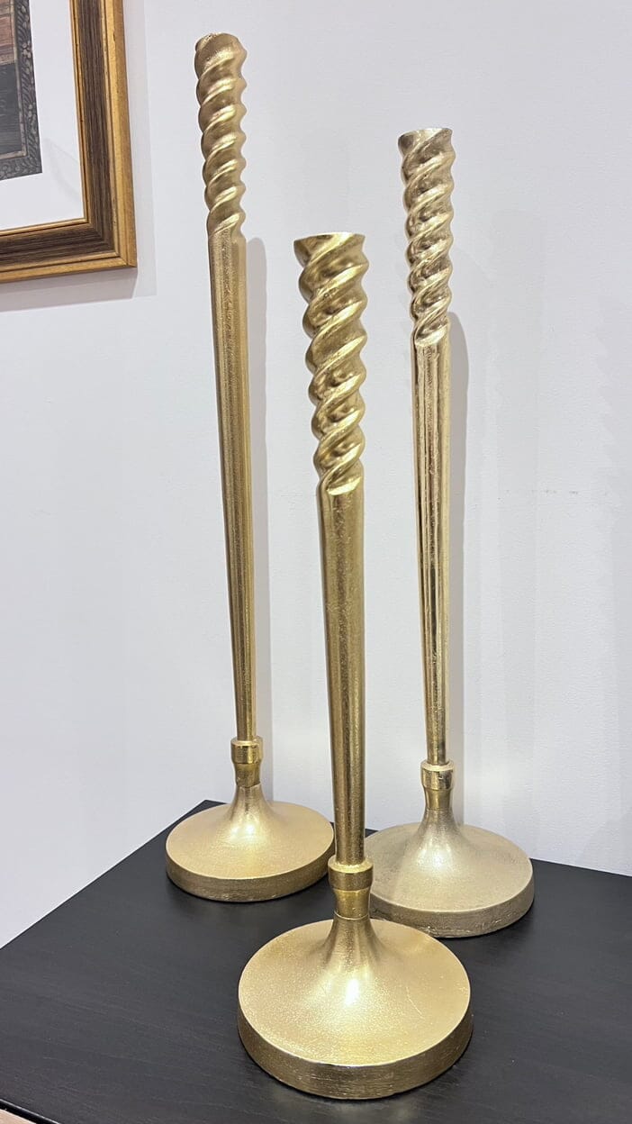 Gold Tall Floor Candle Holder Candlesticks with spiral design Candle Holders High Class Touch - Home Decor