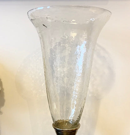 Hammered Glass Vase With Gold Brass Loop Stem (with imperfection) Vases High Class Touch - Home Decor 