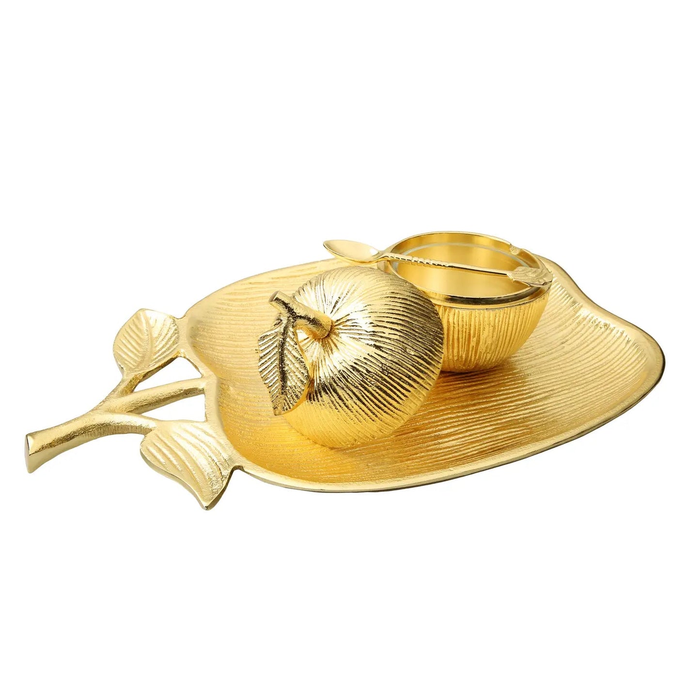 Large Apple Shaped Dish with Removable Honey Jar Sugar and Honey Jars High Class Touch - Home Decor