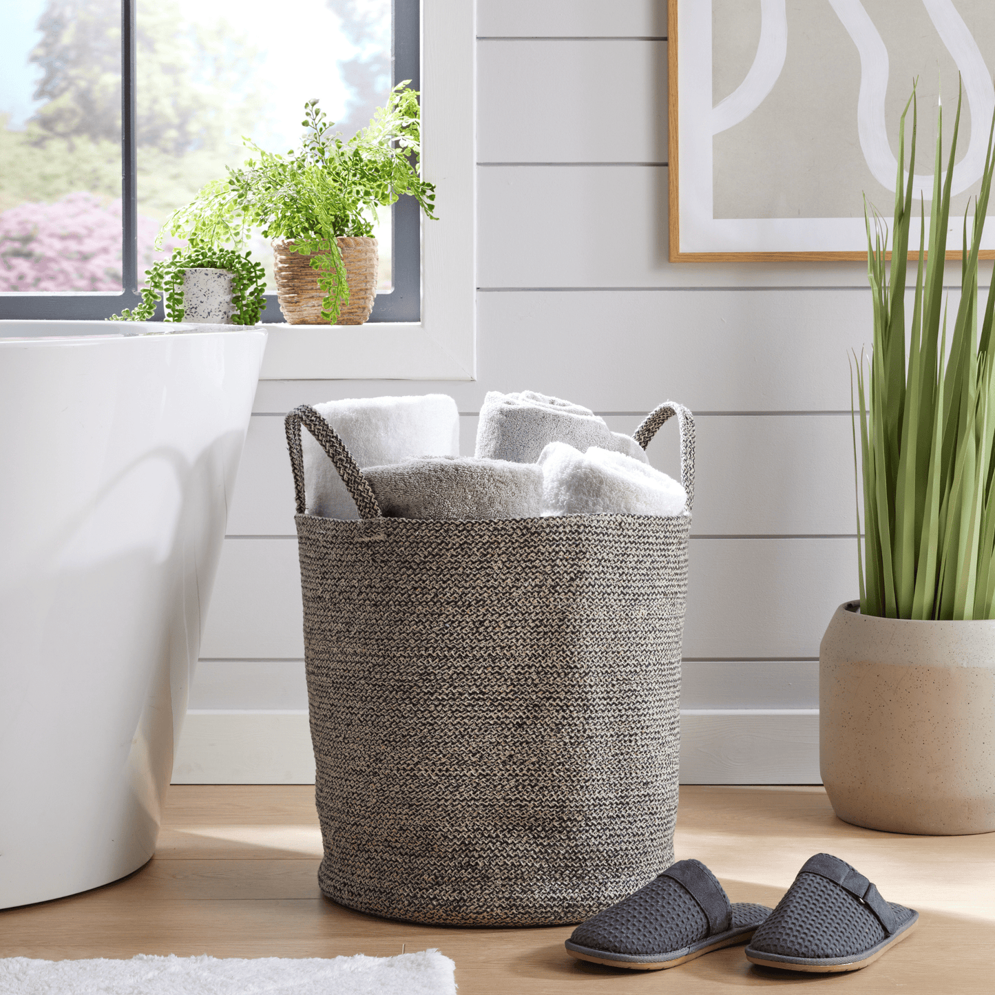 Large Woven Cotton Laundry Basket