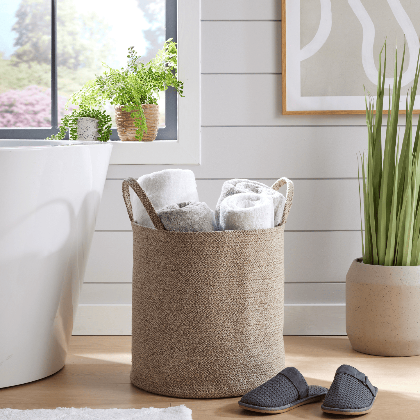 Large Woven Cotton Laundry Basket