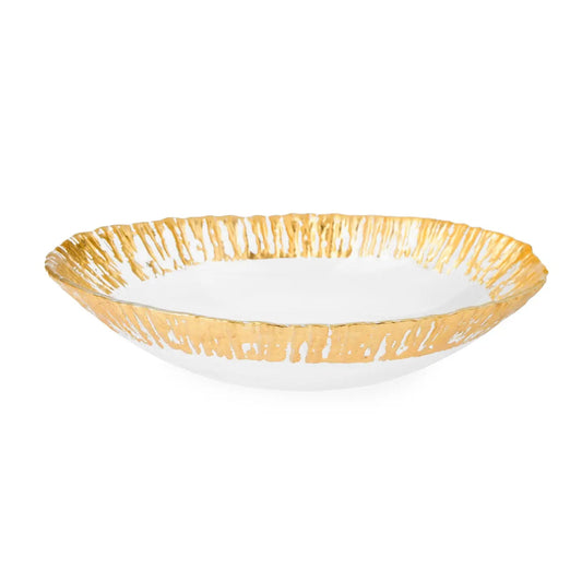 Oval Shaped Brushed Scalloped Bowl High Class Touch - Home Decor 