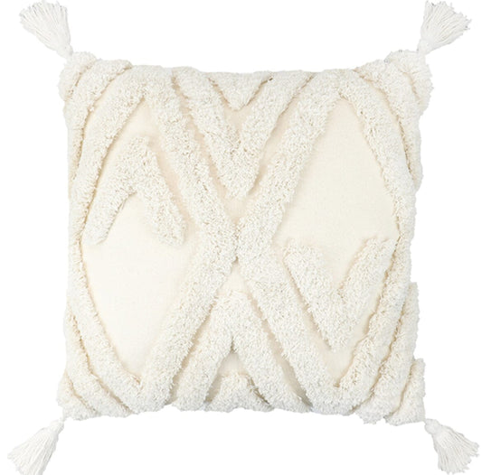 Pure Cotton Cushion Cover with Boho Tassel Design Cushions & Pillows High Class Touch - Home Decor
