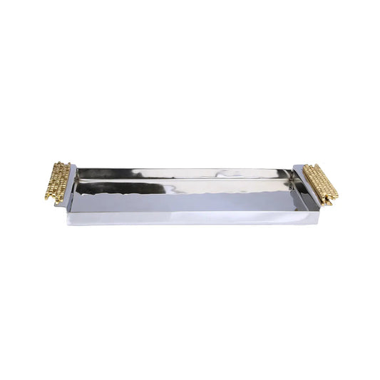 Rectangular Tray Mosaic Handles - Gold/ Nickel Decorative Trays High Class Touch - Home Decor 