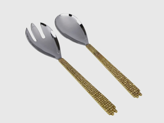 Set of 2 Salad Servers - Gold/ Nickel Salad server set High Class Touch - Home Decor