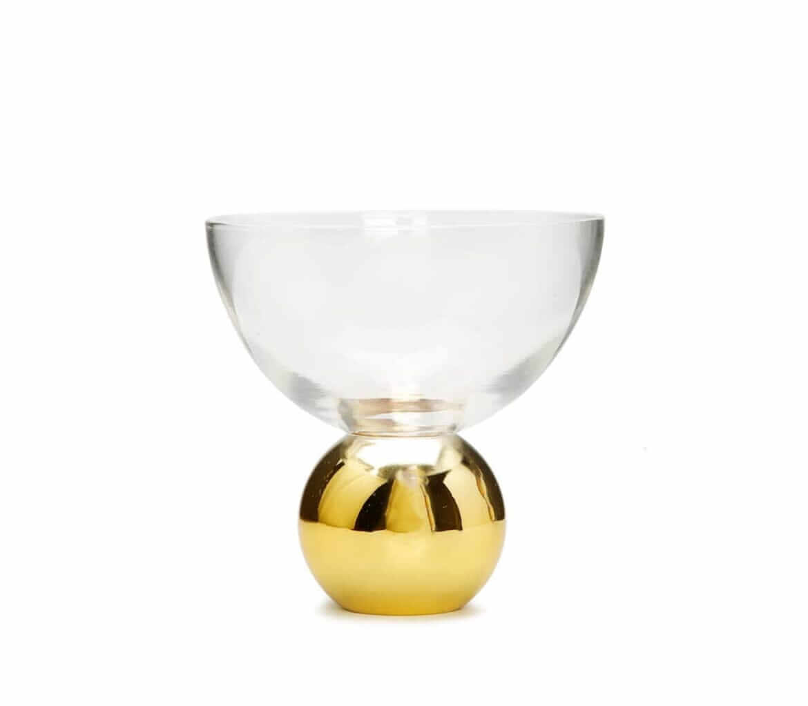 Set of 4 Dessert Bowls On Gold Ball Pedestal Wine Glasses High Class Touch - Home Decor