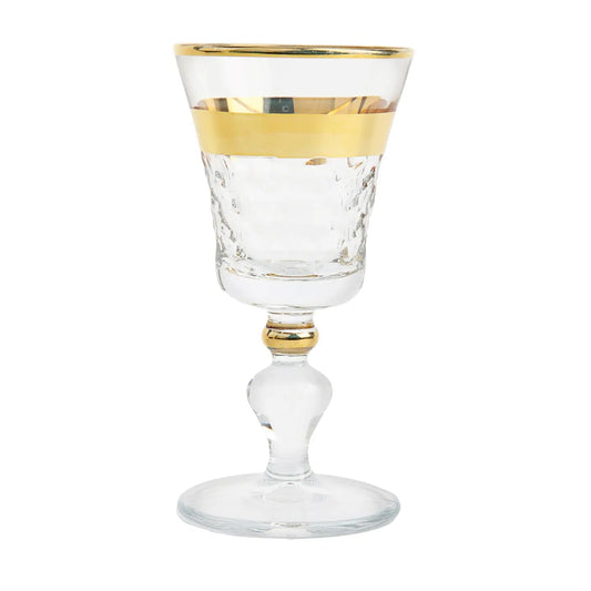 Set of 6 Liquor Glasses with Gold Rim and Crystal Diamond Texture Water glasses High Class Touch - Home Decor 