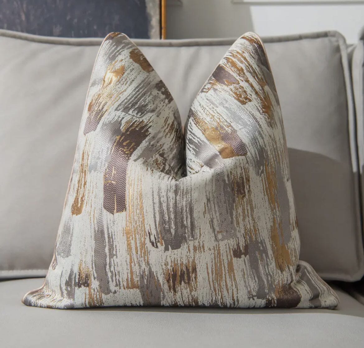 Silver and Gold Brushed Designer Cushion Cover Cushions & Pillows High Class Touch - Home Decor