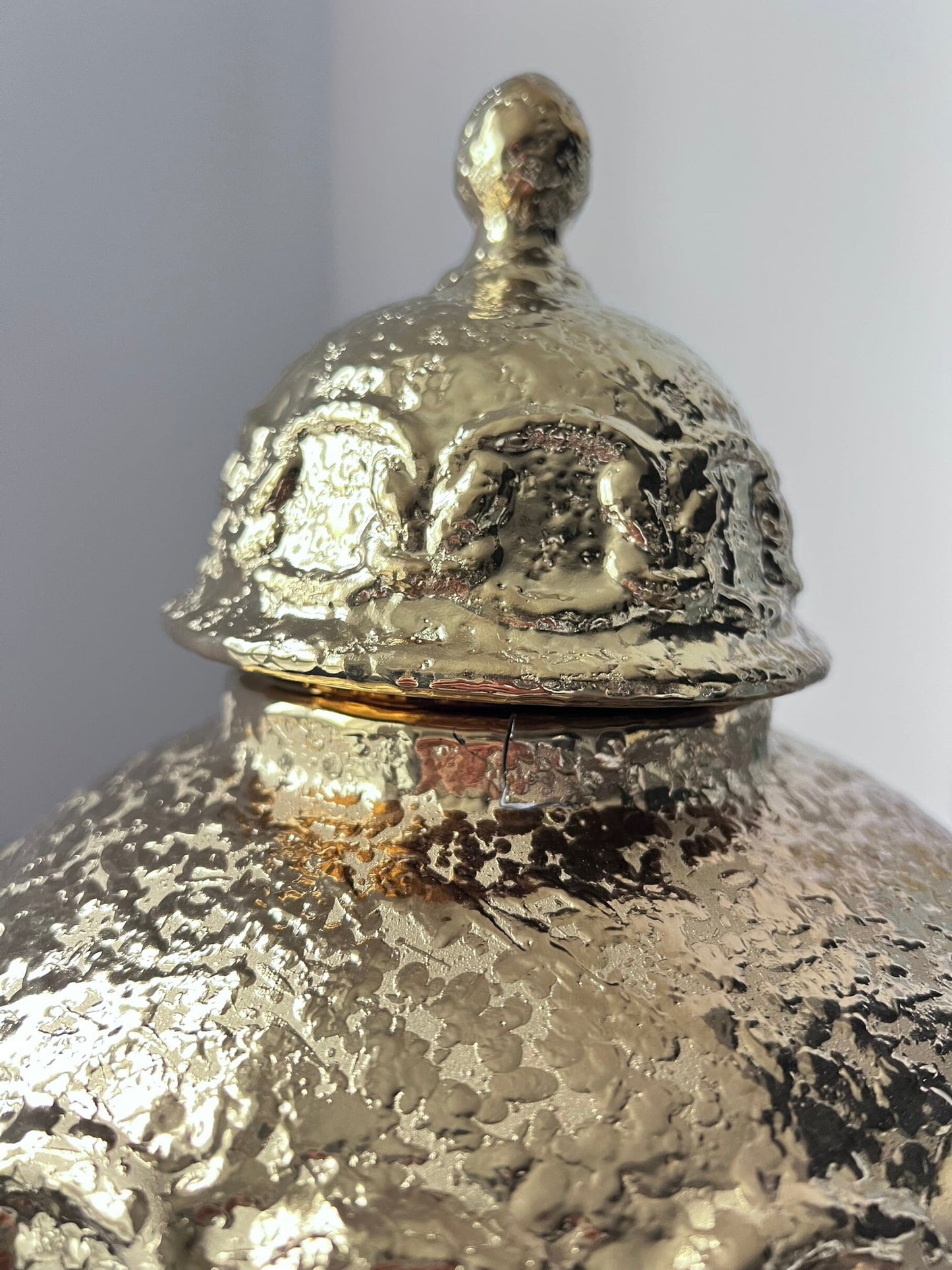 Small Gold Ginger Jar with Gold Chain Detail (with imperfection) GingerJar High Class Touch - Home Decor