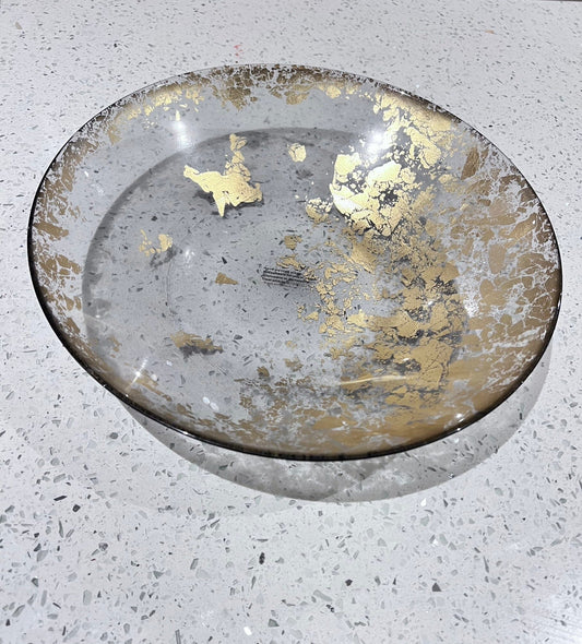 Smoked Glass Bowl with Scattered Gold Design Serving Bowls High Class Touch - Home Decor