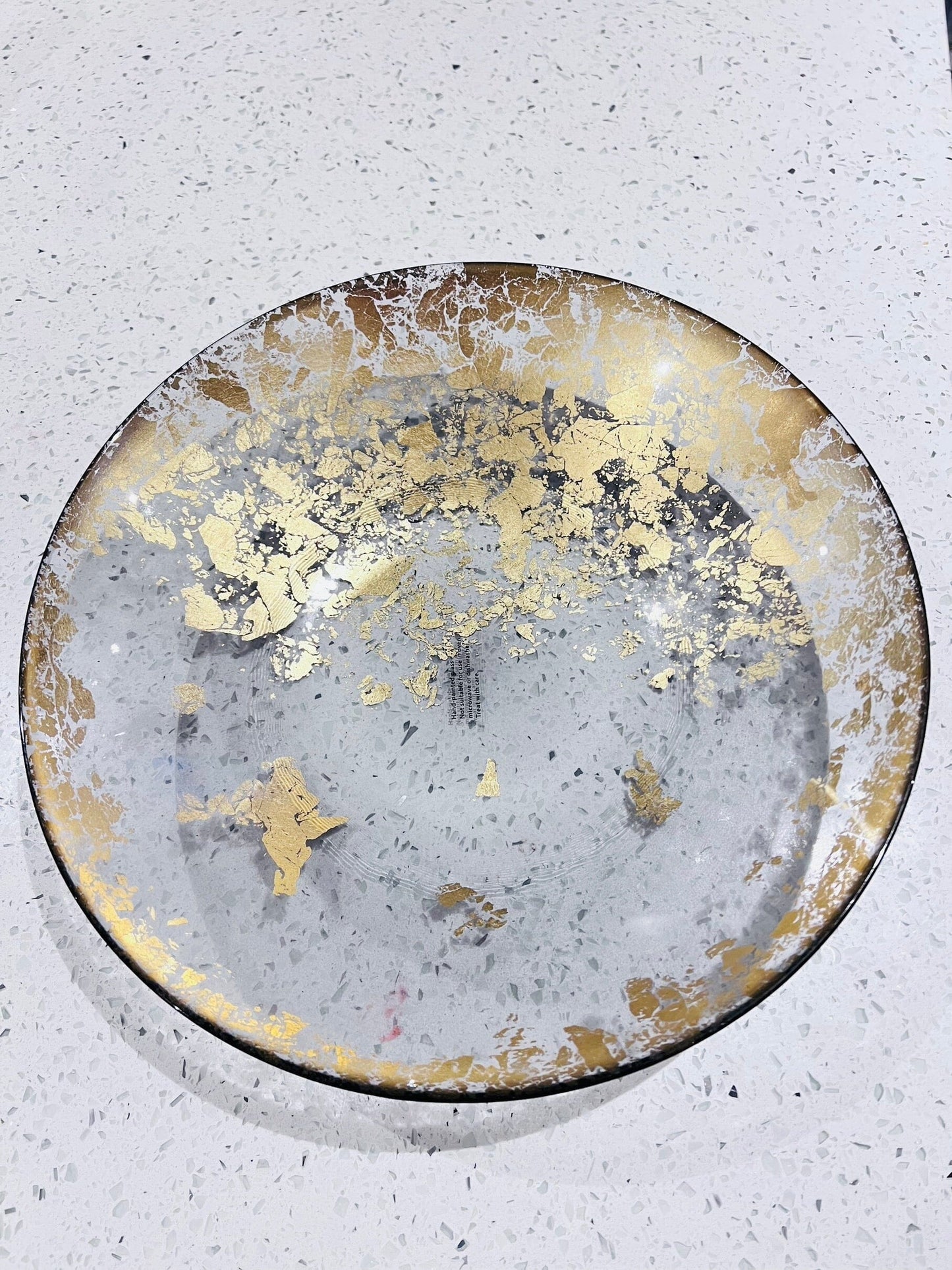 Smoked Glass Bowl with Scattered Gold Design Serving Bowls High Class Touch - Home Decor
