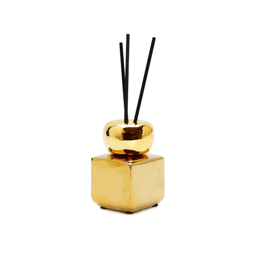 Square Gold Reed Diffuser, "Iris & Rose" Diffuser High Class Touch - Home Decor 