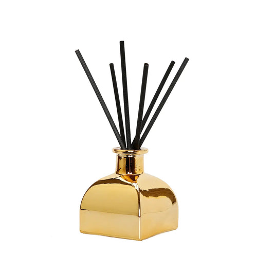 Square Gold Reed Diffuser - "Iris & Rose" Diffuser High Class Touch - Home Decor 