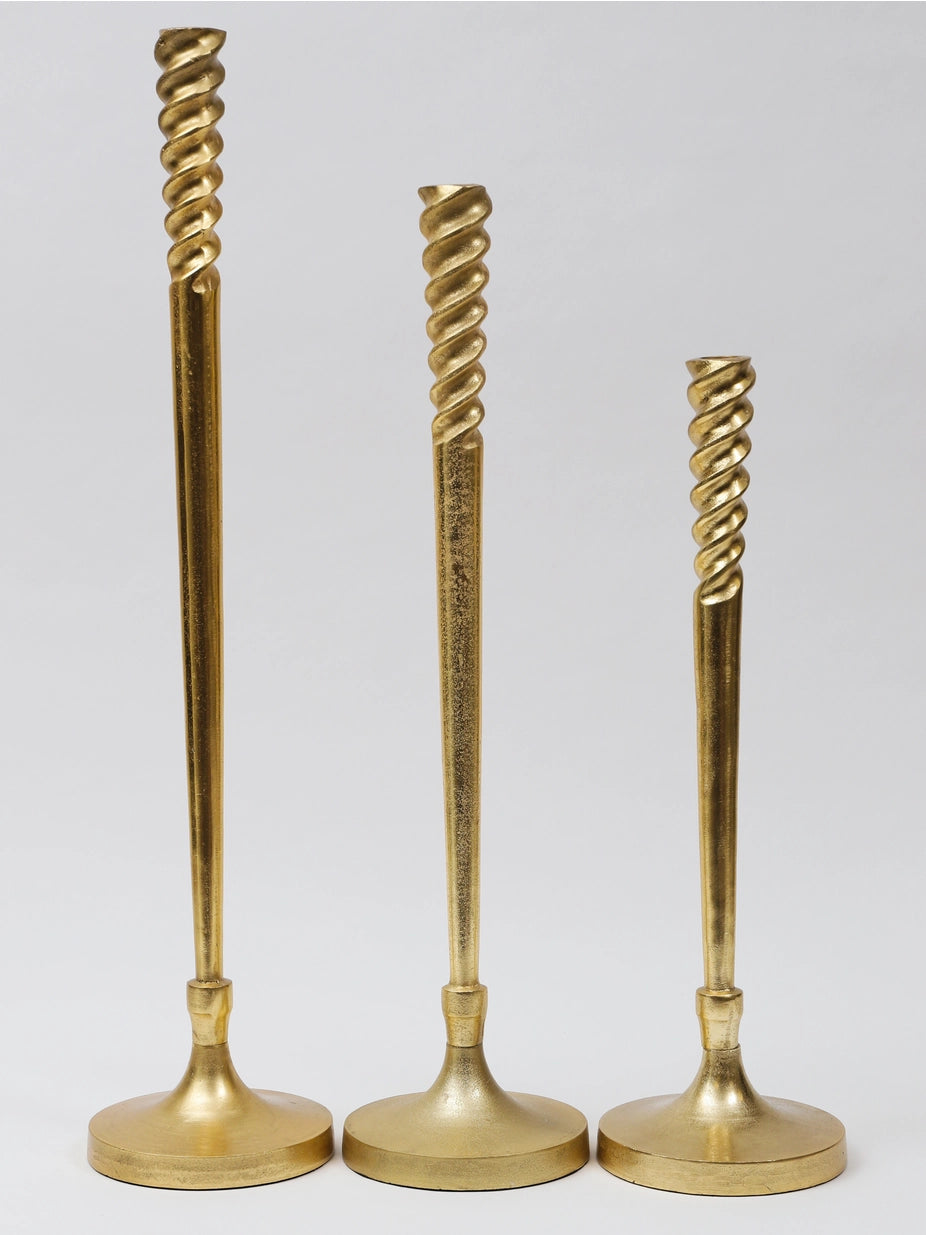 Tall with Spiral Gold Design Candlesticks Candle Holders High Class Touch - Home Decor