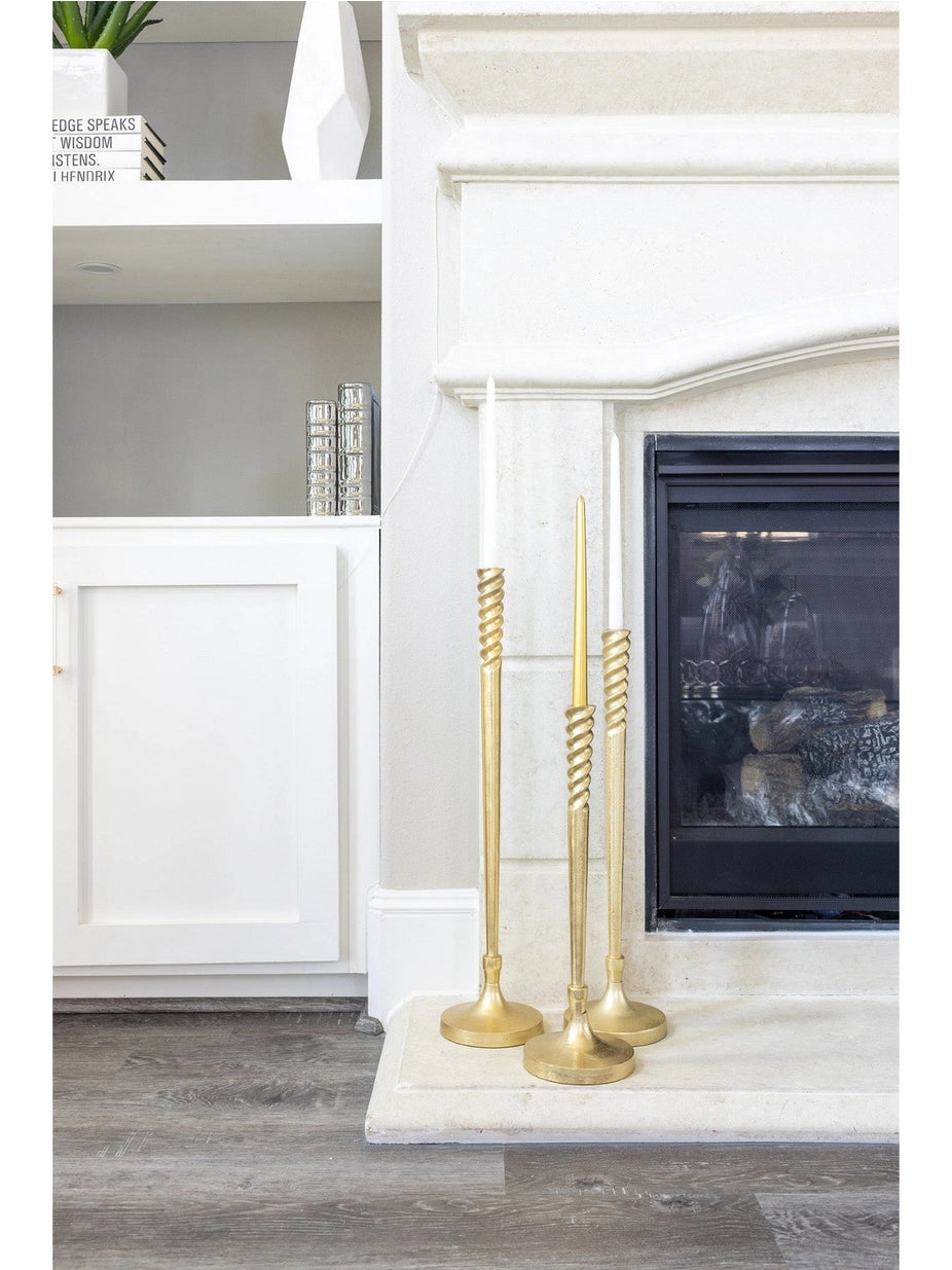 Tall with Spiral Gold Design Candlesticks Candle Holders High Class Touch - Home Decor