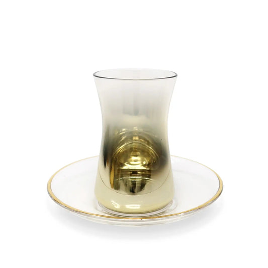 Tea Set of 6 with Gold Ombre Design Water glasses High Class Touch - Home Decor