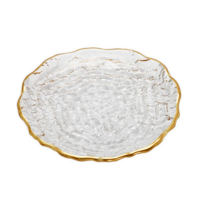 Textured Glass Dinnerware Set Gold Rim Dinnerware Sets High Class Touch - Home Decor 4 Dessert Plates 