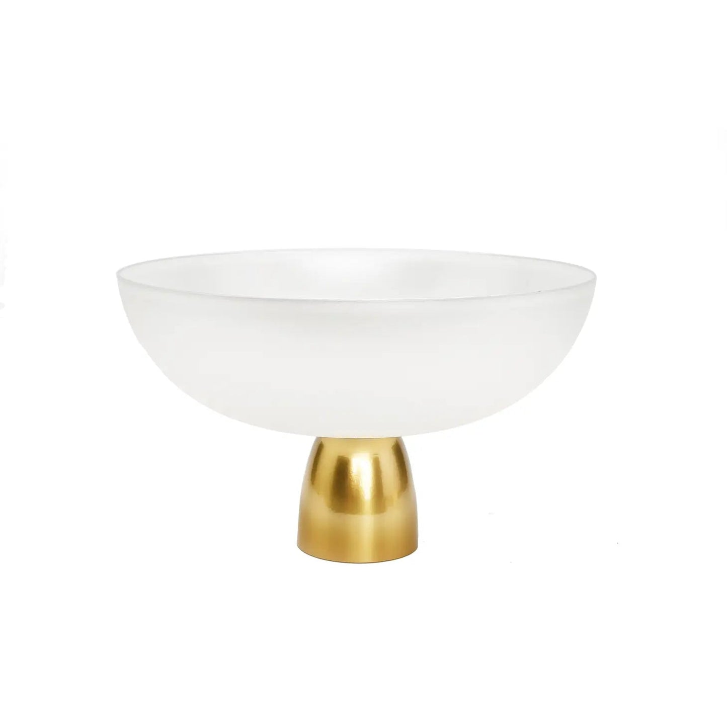 White Glass Decorative Fruit Bowl On Gold Pedestal Serving Bowls High Class Touch - Home Decor
