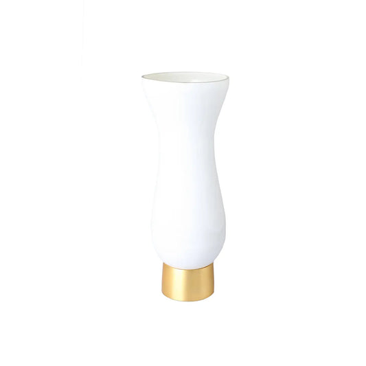 White Glass Decorative Vase with Gold Base Vases High Class Touch - Home Decor 