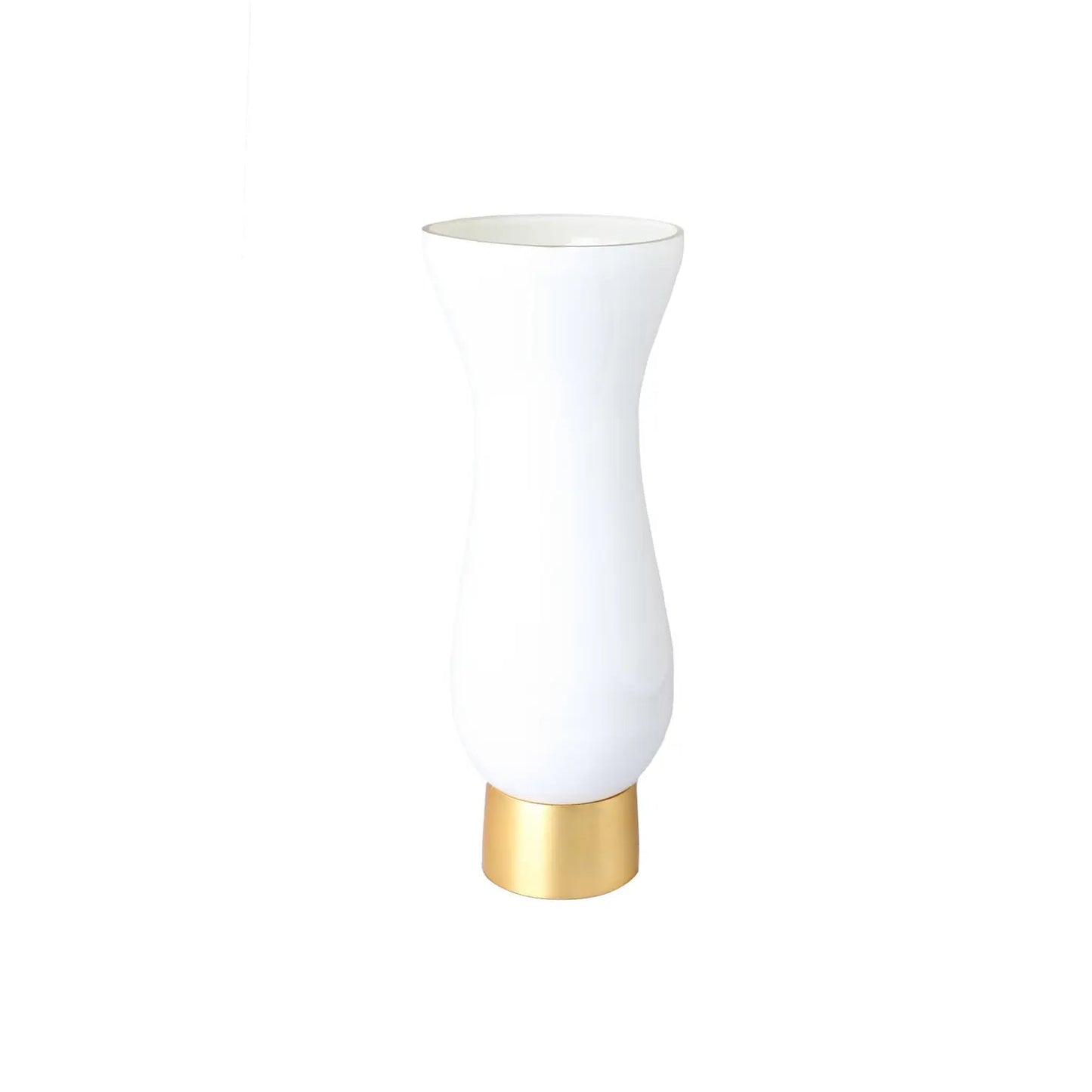 White Glass Decorative Vase with Gold Base Vases High Class Touch - Home Decor