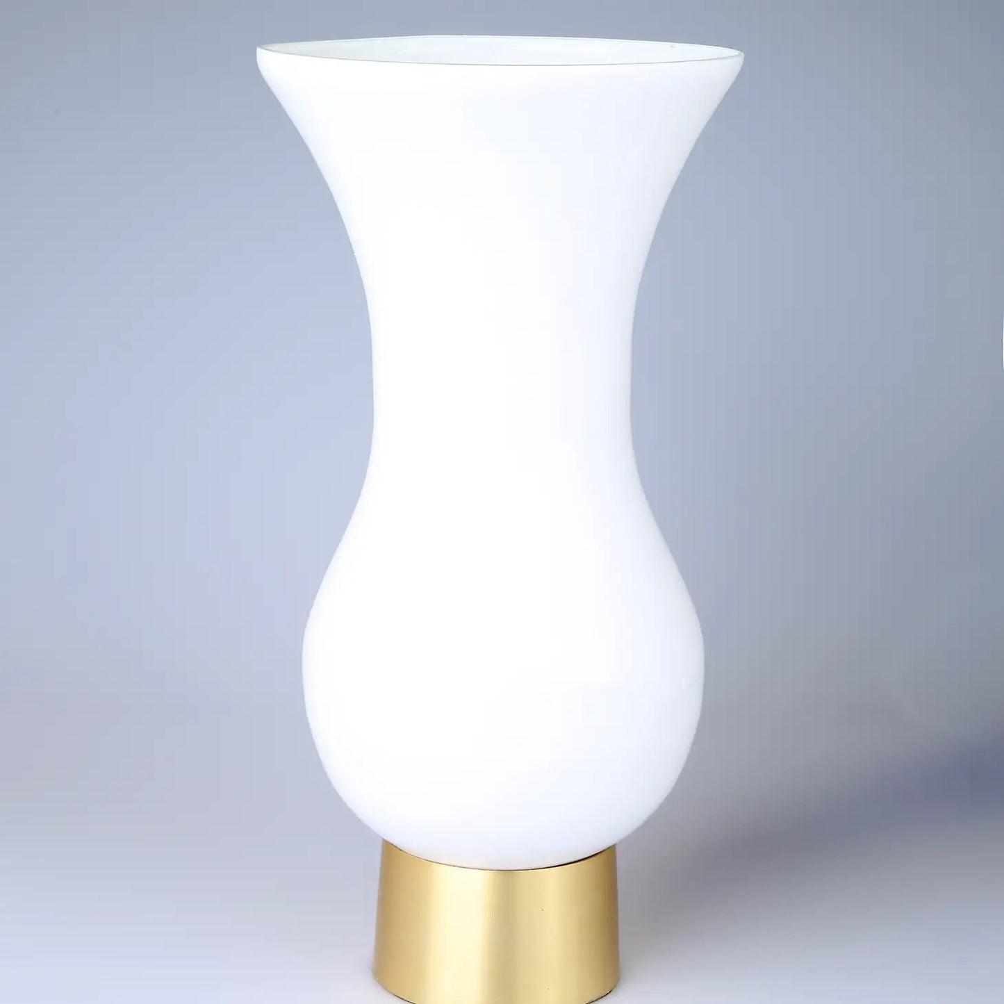 White Glass Vase with Gold Metal Base Vases High Class Touch - Home Decor 
