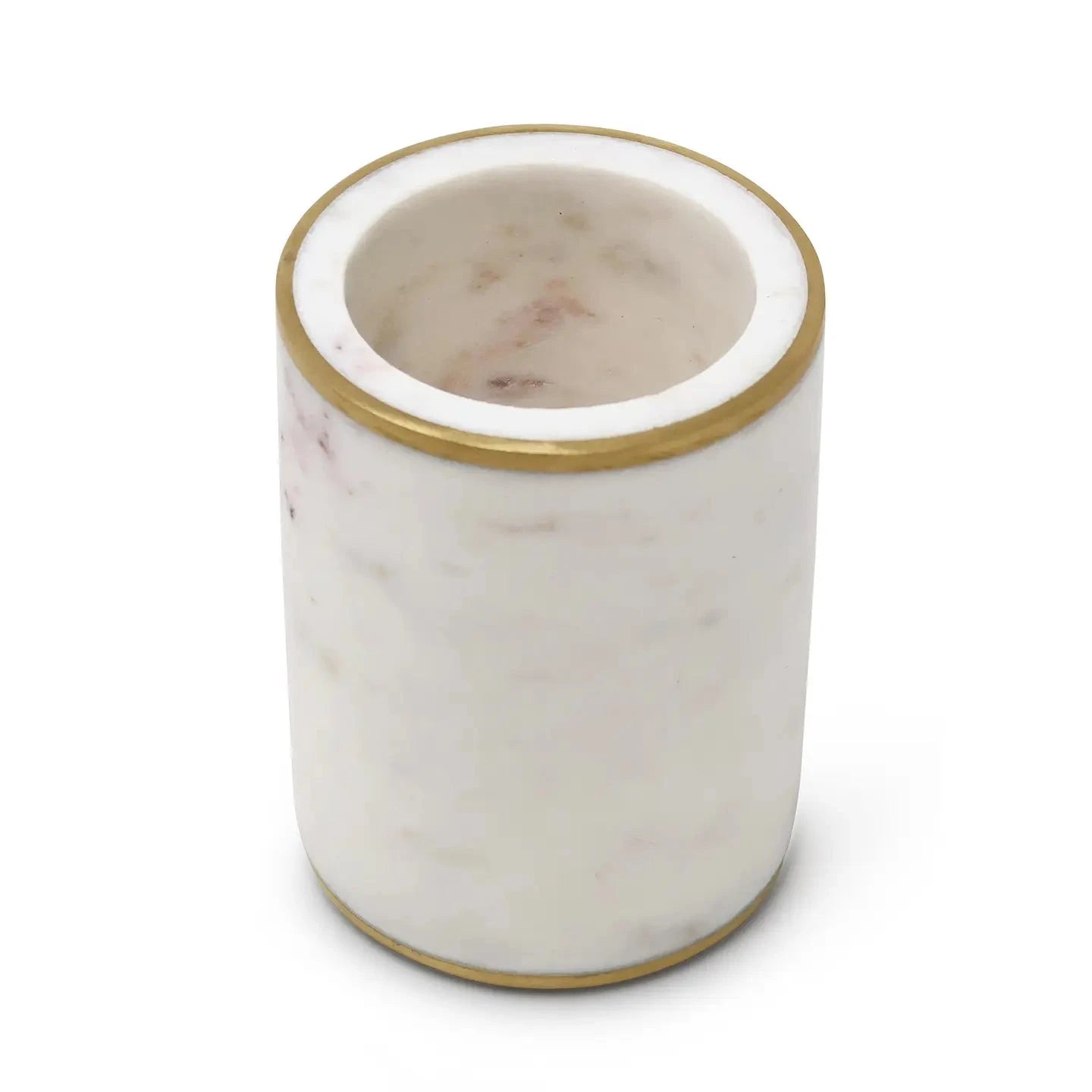 White Marble Cup with Gold Rim High Class Touch