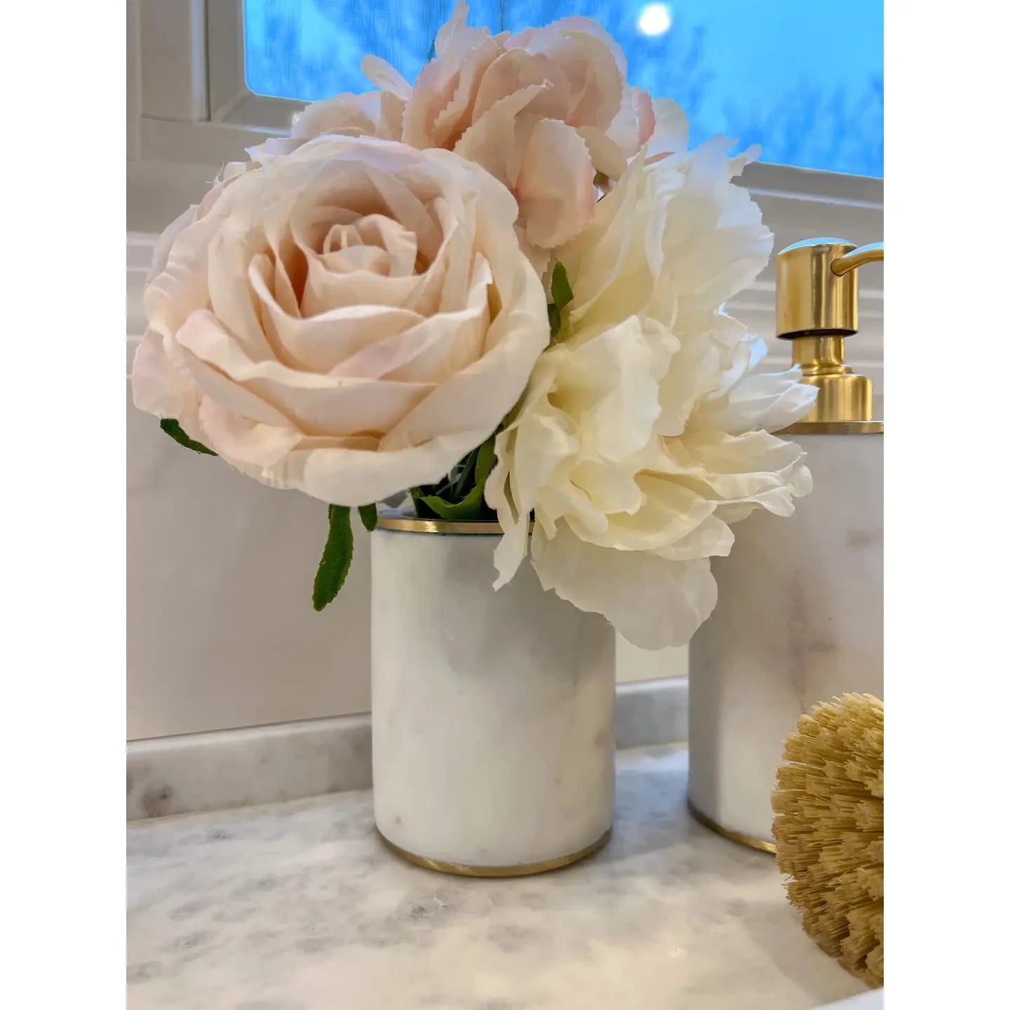 White Marble Cup with Gold Rim High Class Touch