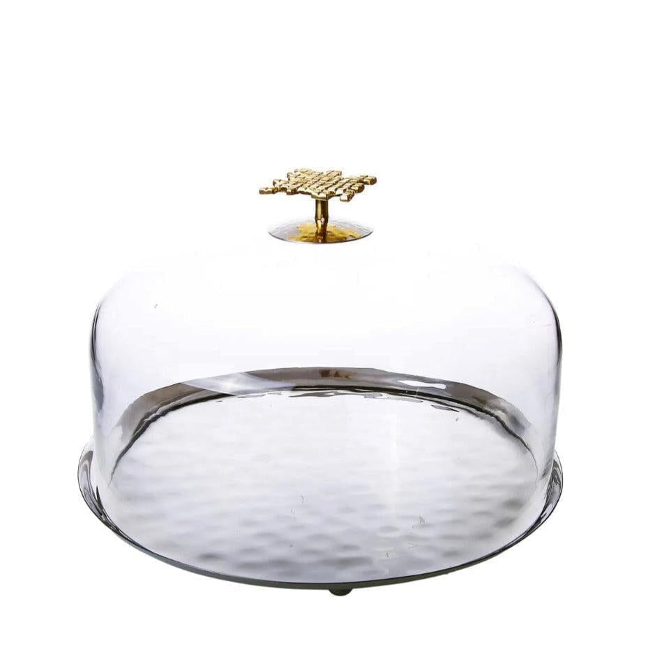 11.75"D Glass Cake Dome - Gold/ Nickel Cake Stands High Class Touch - Home Decor