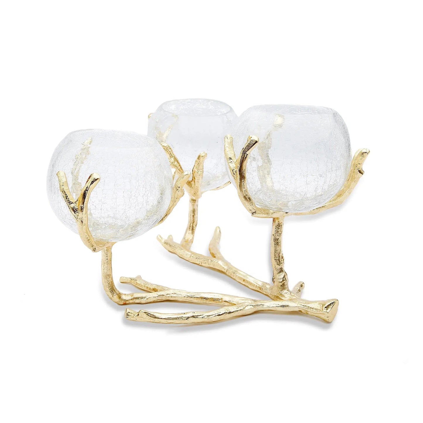12.20”L Gold 3 Branch Centerpiece Decorative Bowls High Class Touch - Home Decor