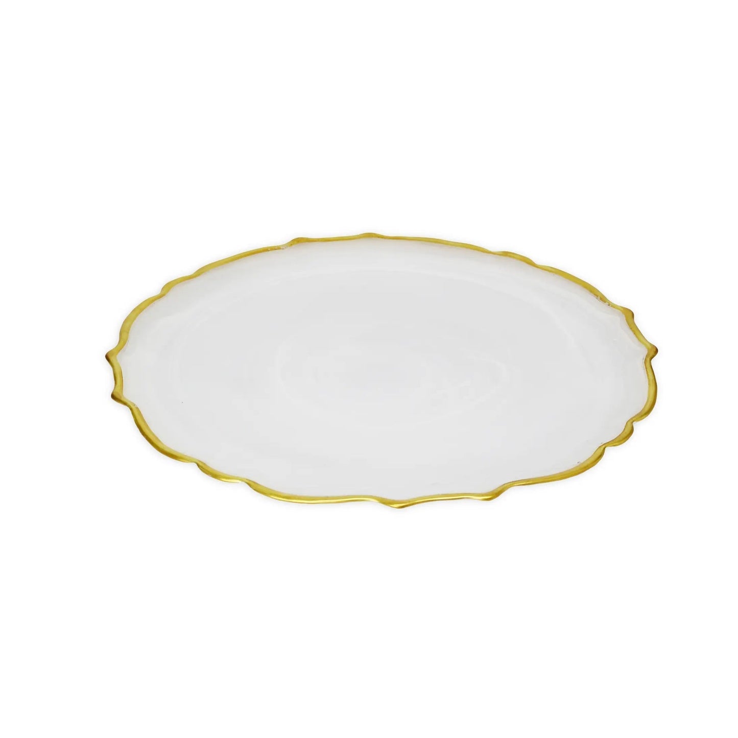 13"D Set Of Four Alabaster White Chargers Charger plates High Class Touch - Home Decor