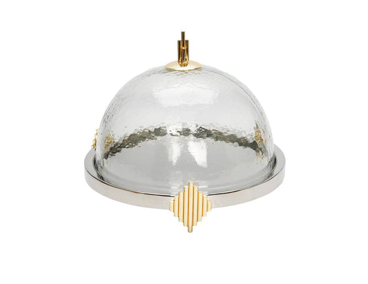 Cake Dome with Gold Symmetrical Design Cake Stands High Class Touch - Home Decor