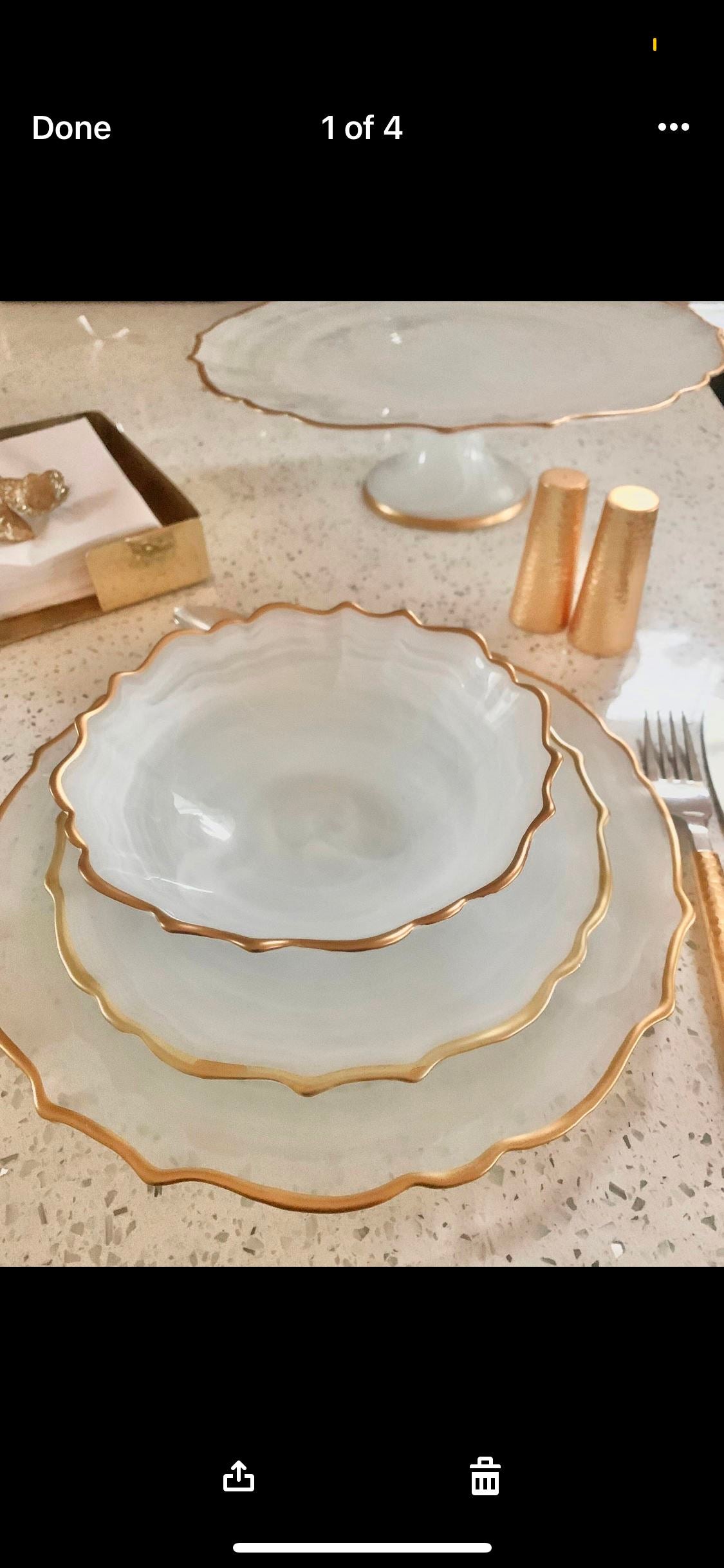 Cake Stand in Alabaster white With Gold Trim Cake Stands High Class Touch - Home Decor