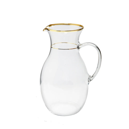 Clear Pitcher with Gold Trim Pitcher High Class Touch - Home Decor 