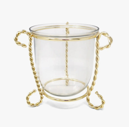 Glass Candle Holder On Gold Brass Stand, 4" Candle Holders High Class Touch - Home Decor 