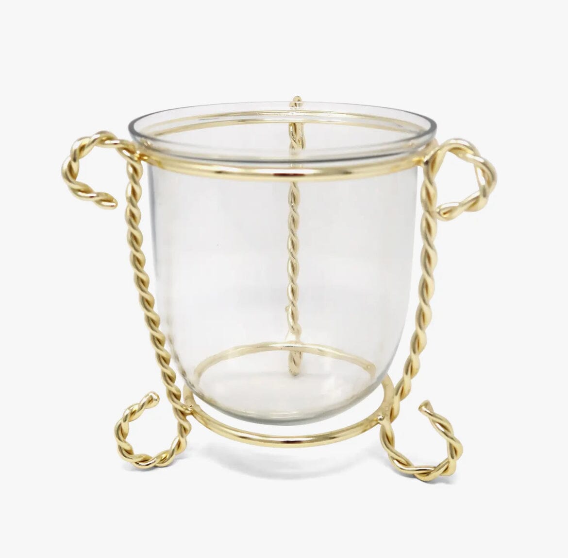 Glass Candle Holder On Gold Brass Stand, 4" Candle Holders High Class Touch - Home Decor