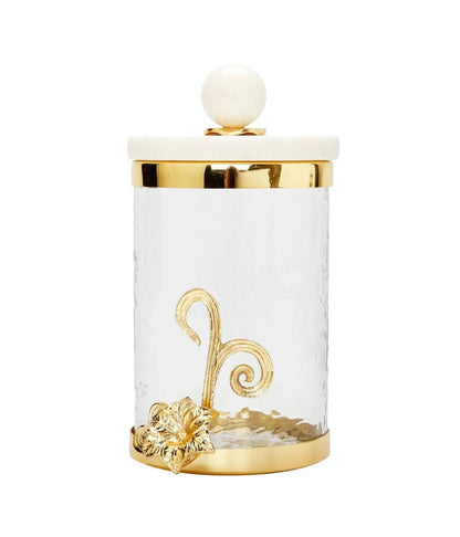 Glass Canister with Gold Design and Marble Lid Canisters High Class Touch - Home Decor Medium 
