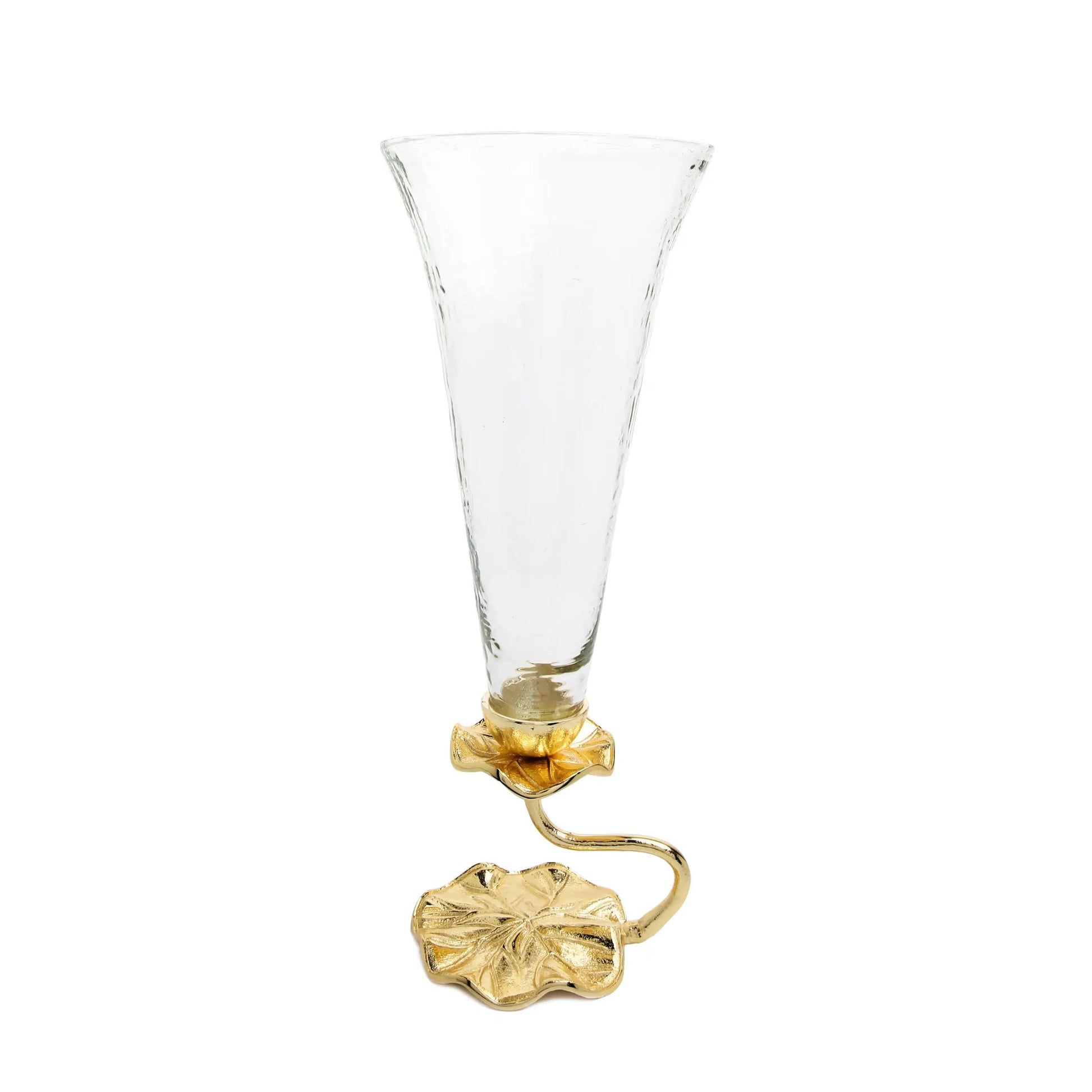 Glass Vase With Gold Lotus Flower Design Vases High Class Touch - Home Decor 
