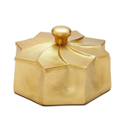 Gold Flower Shaped Jar Decorative Jars High Class Touch - Home Decor 