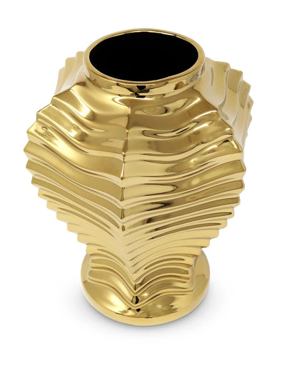 Gold Ginger Jar with Pleat Design GingerJar High Class Touch - Home Decor 