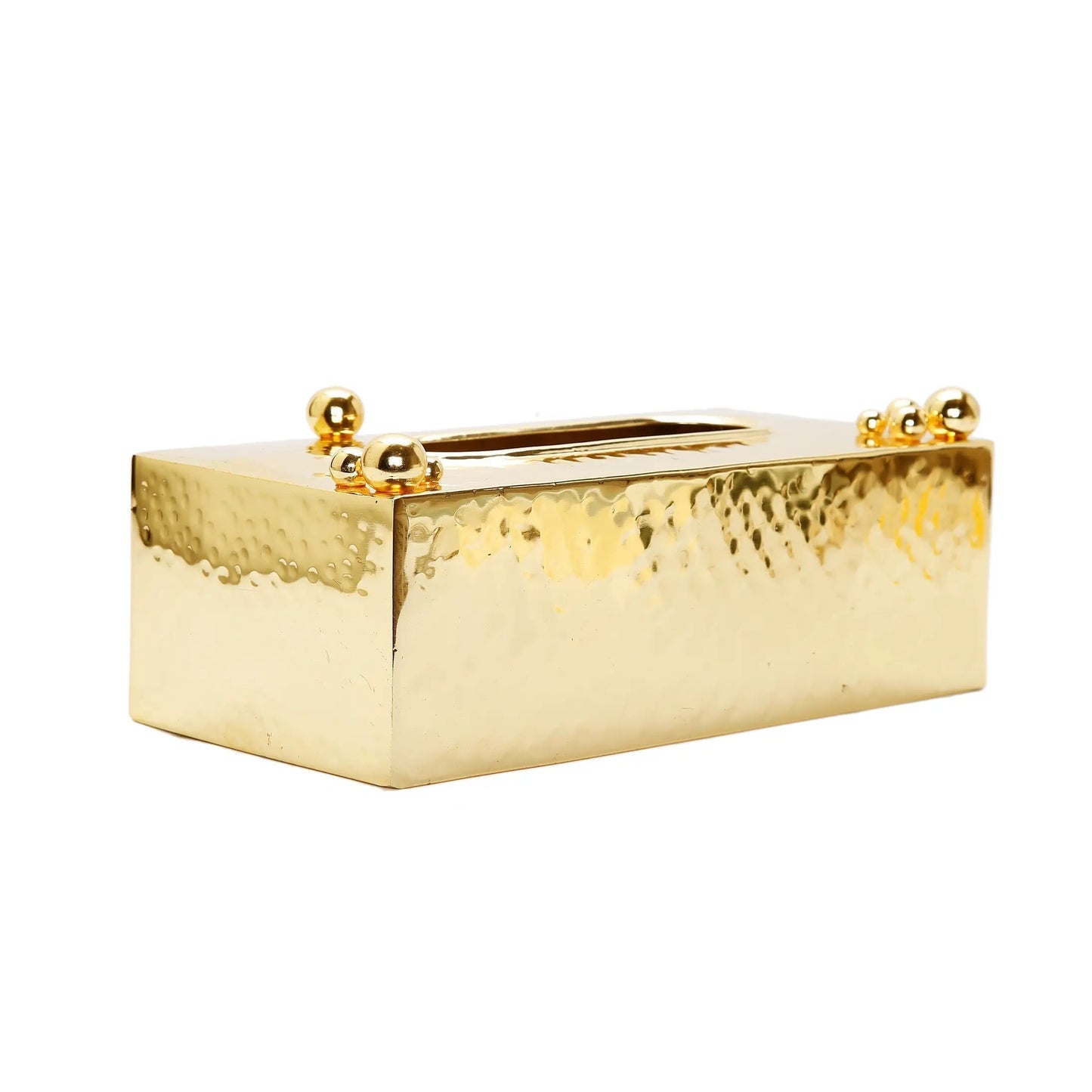Gold Hammered Tissue Box with Ball Design Facial Tissue Holders High Class Touch - Home Decor 