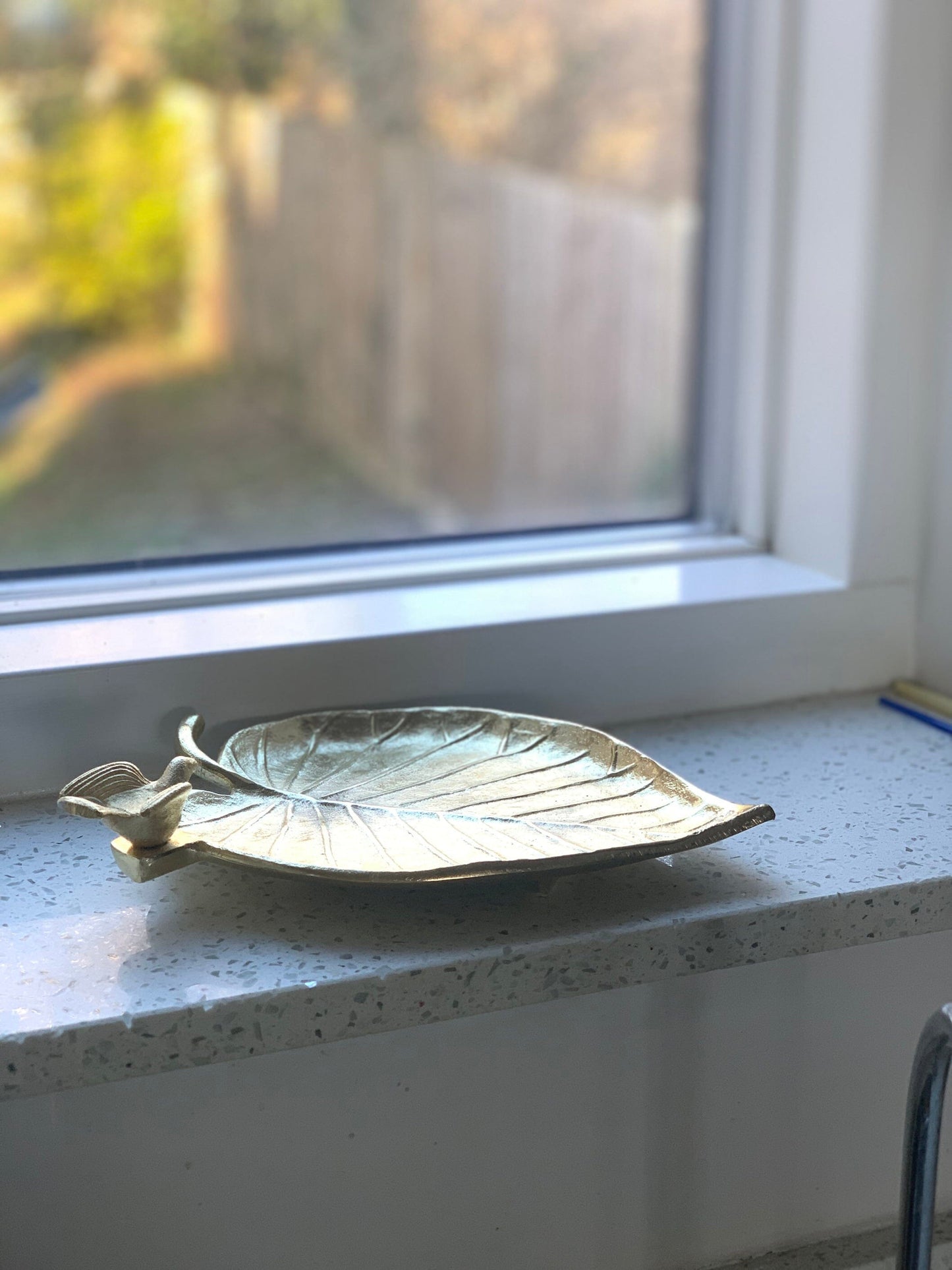 Gold Leaf Tray With Bird Decorative Plates High Class Touch - Home Decor