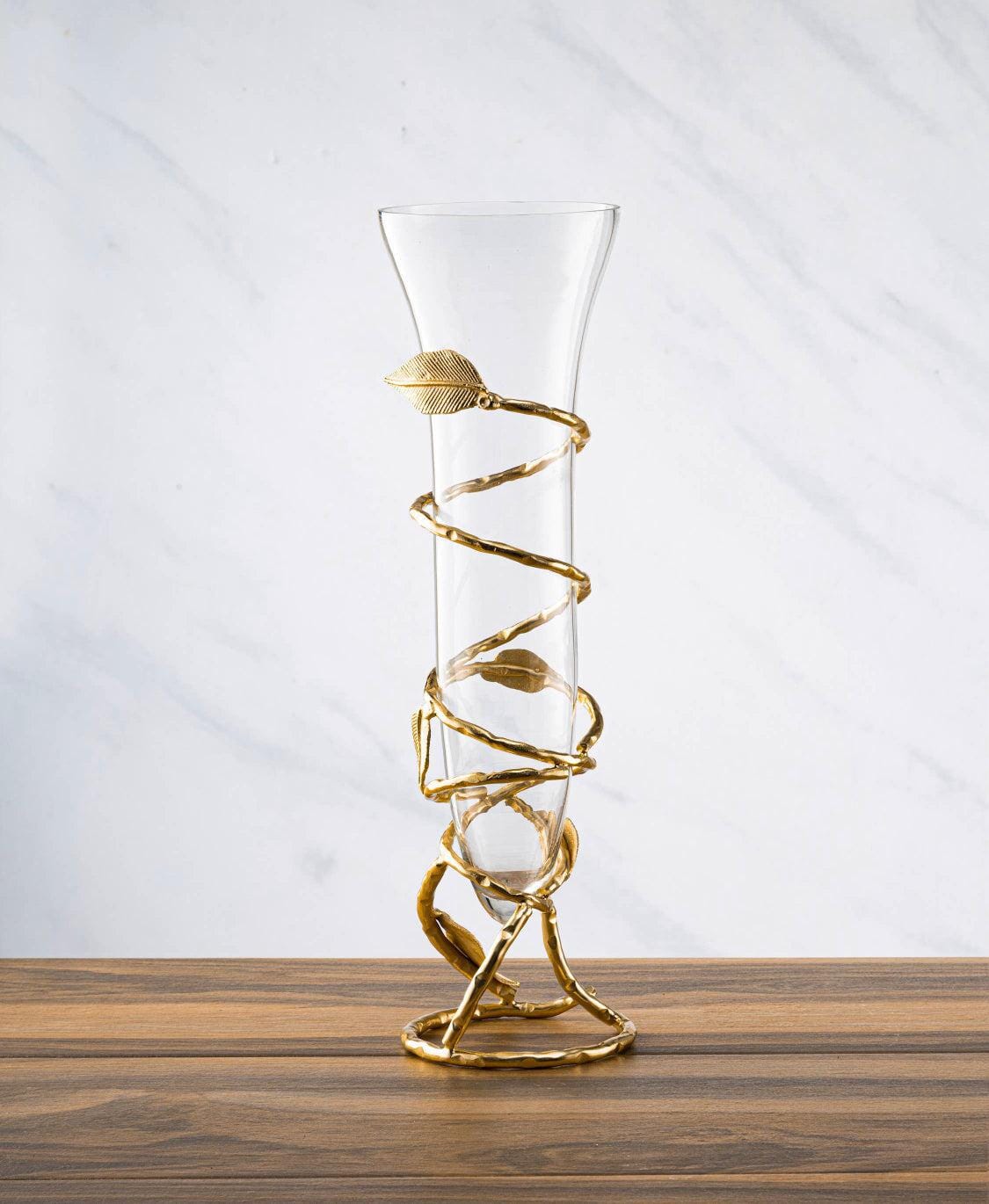 Gold Leaf Vase with Removable Glass Vases High Class Touch - Home Decor