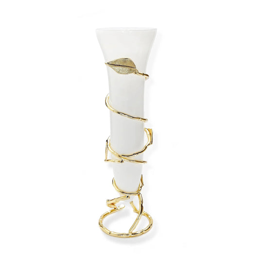 Gold Leaf Vase with Removable Glass Vases High Class Touch - Home Decor White vase